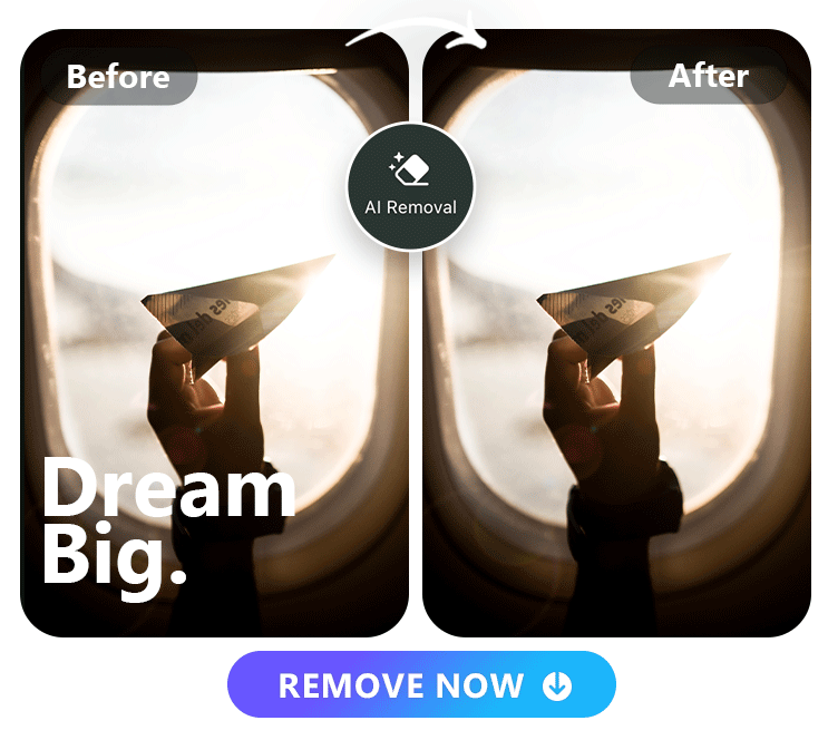 a photo with text and the text removed photo side by side